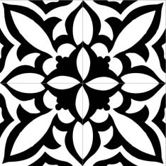 Zio Retro Neuve - Fleur Noir 8" x 8" Porcelain Tile