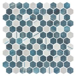 Zio Aragon Hills - Qassle Blu Hex Recycled Glass Mosaic