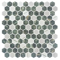 Zio Aragon Hills - Lodge Clover Hex Recycled Glass Mosaic