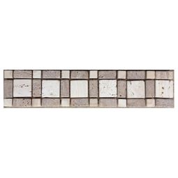 Anemon Walnut & Ivory Travertine 2.5" x 13" Stone Listello