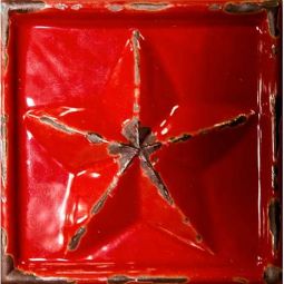 Puccini Old Glory - Red 4" x 4" Handmade Ceramic Tile