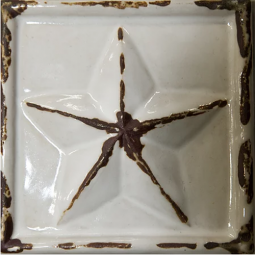 Puccini Old Glory - White 4" x 4" Handmade Ceramic Tile