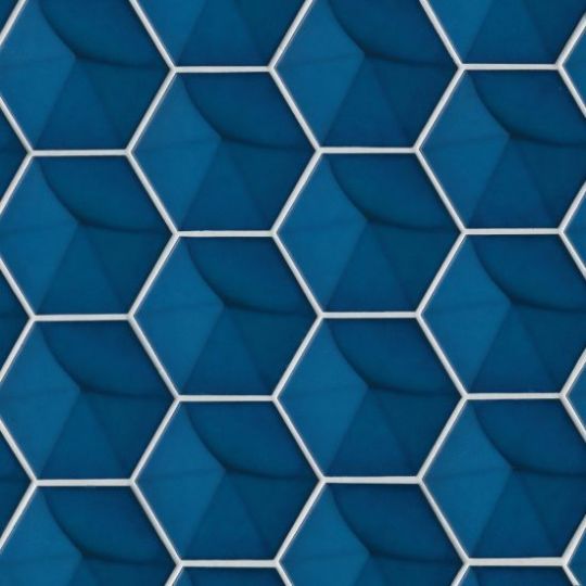 Bedrosians Hedron Electric Blue Hexagon Gloss Wall Tile
