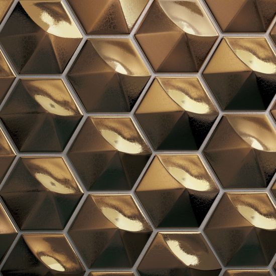 Metallic Hexagon Gloss Wall Tile, Metal Wall Tile