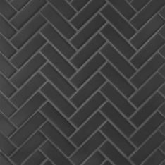 Bedrosians Le Cafe - Black Matte 1" x 3" Herringbone Porcelain Mosaic