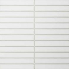 Bedrosians Le Café - White Glossy 1" x 6" Straight Stack Porcelain Mosaic