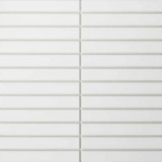 Bedrosians Le Café - White Matte 1" x 6" Straight Stack Porcelain Mosaic