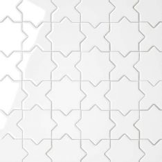 Bedrosians Le Café - White Glossy 2" x 2" Cross & Star Porcelain Mosaic