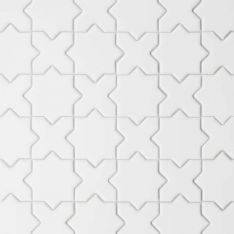 Bedrosians Le Café - White Matte 2" x 2"Cross & Star Porcelain Mosaic