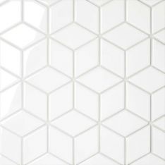 Bedrosians Le Café - White Glossy 2" x 3" Diamond Porcelain Mosaic