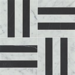 Bedrosians Matisse - White Carrara & Nero Marquina Mosaic 2 Marble Blend