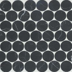 Bedrosians Monet - Nero Marquina Circle Honed Marble Mosaic 10 Tile