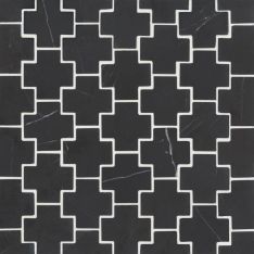 Bedrosians Monet - Nero Marquina Square Honed Marble Mosaic 4 Tile