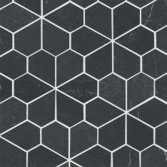 Bedrosians Monet - Nero Marquina Floral Honed Marble Mosaic 9 Tile