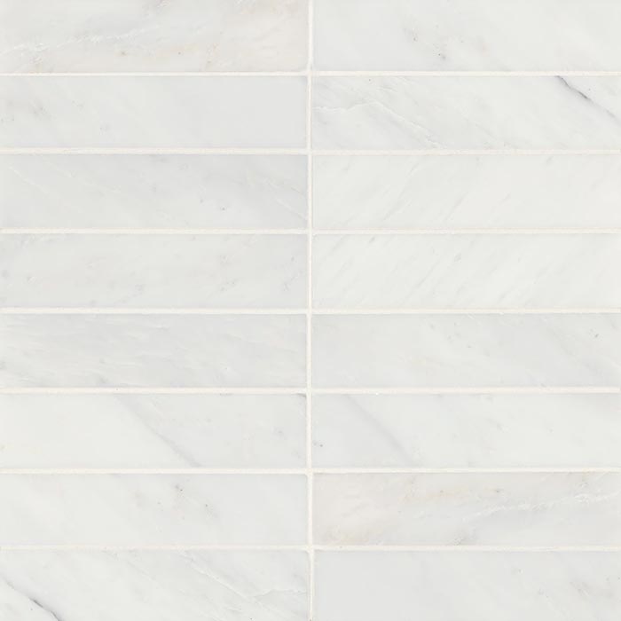 Bedrosians Oriental White 2" x 8" Honed Marble Decorative Tile