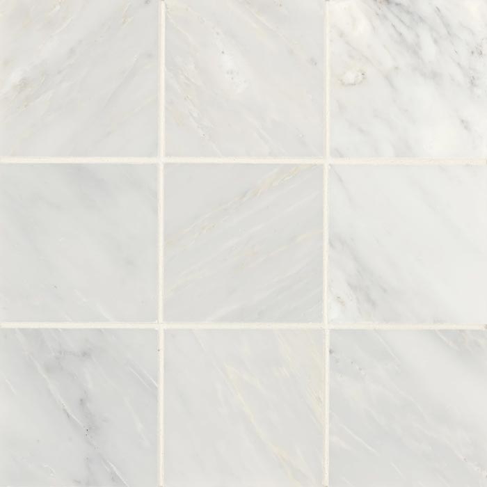 Bedrosians Oriental White 4" x 4" Honed Marble Decorative Tile