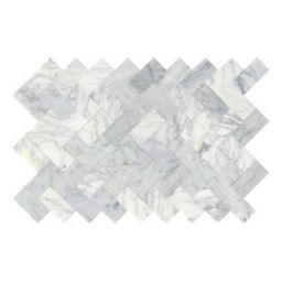 Emser Link - White Herringbone Marble Groutless Mosaic