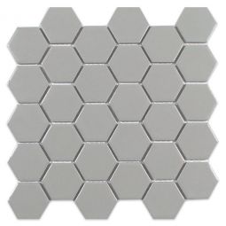 Tesoro Gallery Porcelain Mosaics - Light Grey Matte 2" Hexagon Mosaic