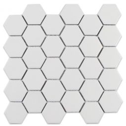 Tesoro Gallery Porcelain Mosaics - White Matte 2" Hexagon Mosaic