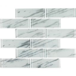 Tesoro Subway - Light Calacata 2" x 6" Glass Mosaic
