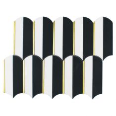 Tesoro Showtime - Thassos & Nero Polished With Metal Inlay Waterjet Mosaic