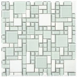 Puccini Rococo - White Pearl Glass & Stone Mosaic
