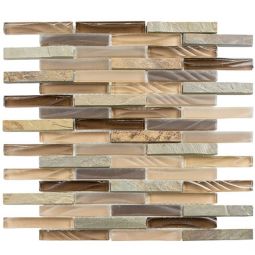 Zio Glass & Slate - Titanium Filed Brick Mosaic