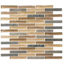 Zio Glass & Slate - Contemporary Mocha Brick Mosaic