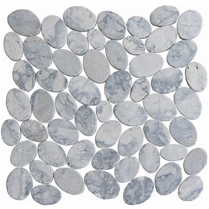 Tesoro Ocean Stones Coin Swirl Grey Pebble Mosaic