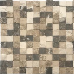 Tesoro Checker - 1" x 1" Emperador Mix Stone Mosaics