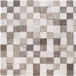 Tesoro Checker - 1" x 1" White/Grey Mix Stone Mosaics