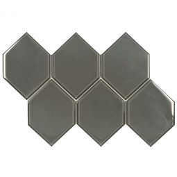 Tesoro Earth - Charcoal 4" x 6" Hexagon Glass Mosaic
