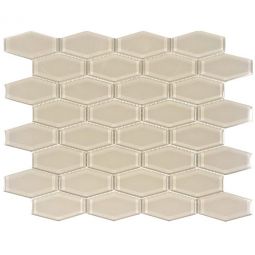 Tesoro Earth - Ivory 1" x 3" Hexagon Glass Mosaic