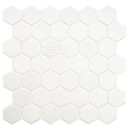 Zio Meringue - Swissel 2" Hex Recycled Glass Mosaic Tile