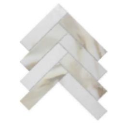 Puccini Calacatta - Herringbone 2" x 8" Marble Tile