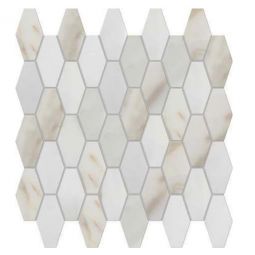 Puccini Calacatta - Elongated Hex Marble Mosaic