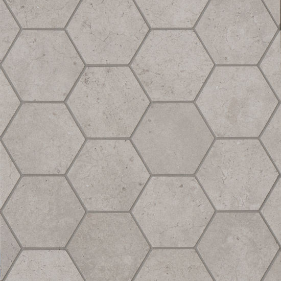 Greige Hexagon Matte Porcelain Mosaic, Concrete Look Hexagon Floor Tile