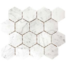 Tesoro Patara - Carrara Polished 3" Hexagon Mosaic