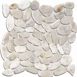 Puccini Caribbean - St. Lucia Honed White 12" x 12" Flat Pebble Mosaic