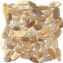 Puccini Caribbean - St. Kitts Honed Gold 12" x 12" Flat Pebble Mosaic