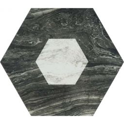 Tesoro Efes - Black Deco Hexagon Porcelain Tile