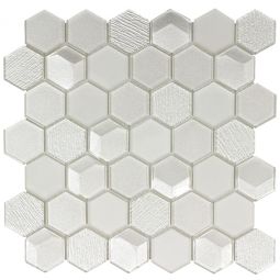 Surfaces Skylight Hex - Celestial White Hexagon Mosaic