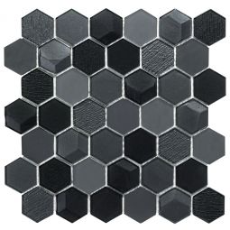 Surfaces Skylight Hex - Black Eclipse Hexagon Mosaic