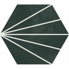 Soci Aura -  Black Decor 9" x 10" Hexagon Porcelain Tile