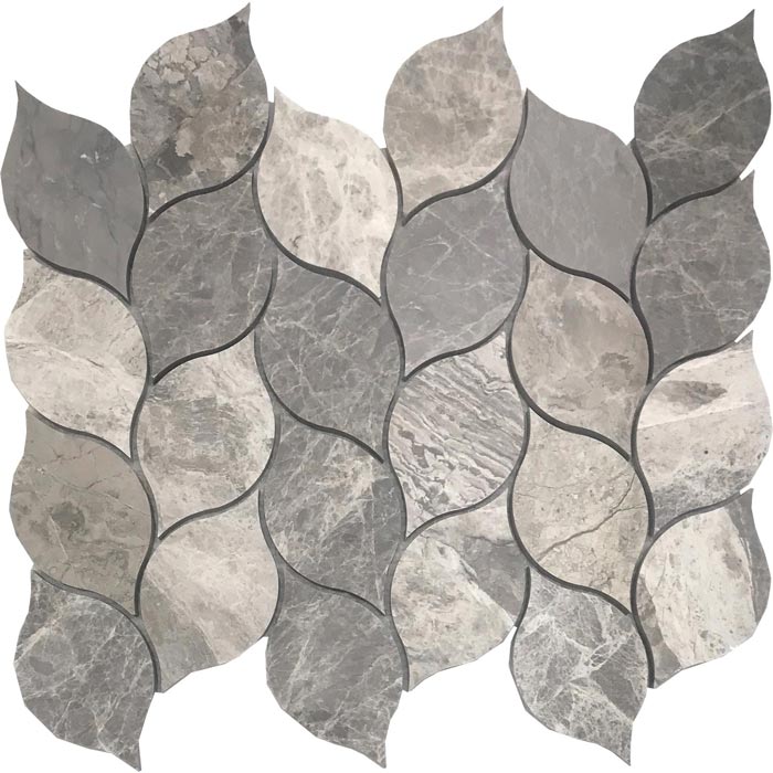 Tesoro Metropolitan Hybrid City Gray Leaf Waterjet Mosaics
