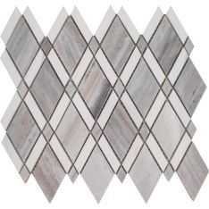 Tesoro Skyline - Polished Diamond Dot Banded White Mosaic