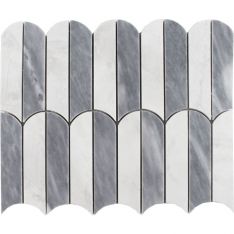 Tesoro Showtime - Stratus White Brushed & Deep Blue Polished Waterjet Mosaic