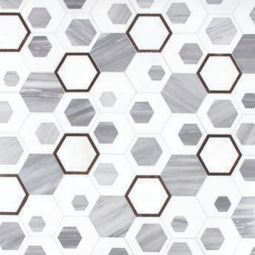 Tesoro Metropolitan Waterjet - Honeycomb White Dolomite, Cirrus & Taurus Black
