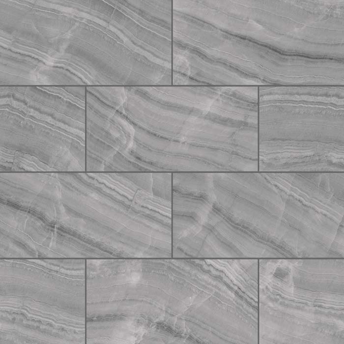Bedrosians Gemma Grey Onyx 12" x 24" Honed Porcelain Field Tile