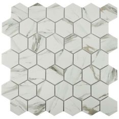 Tesoro Native - Calacatta 2" Hex Glass Mosaic